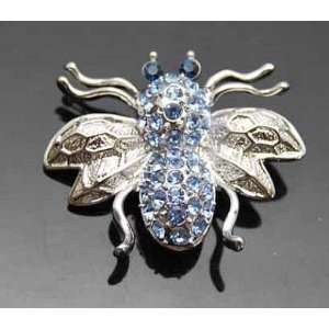  Blue Crystal Bee Bug Pin Brooch 