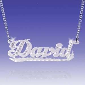 Personalized Sterling Silver Diamond Cut Name Necklace With Straight 