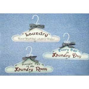   Laundry Room Hanger Signs Set 3 Wall Decor Plaque Cute