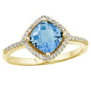   White Gold December Birthstone Blue Topaz and Diamond Ring: Jewelry