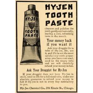 1906 Ad Hy Jen Chemical Co. Toothpaste Dental Care   Original Print Ad