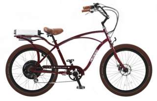 PEDEGO ELECTRIC CRUISER BICYCLE BIKE BURGUNDYFRAME/BLACKRIMS&BROWN 