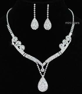 Bridal Elegant Crystal Necklace Earrings Set S1201  