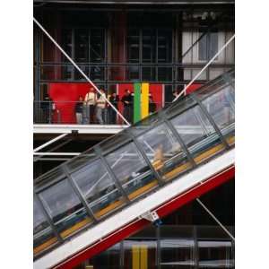 People Travelling Up Glass Escalator at Centre Georges Pompidou 