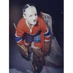  Ice Hockey Canadian Goalie Jacques Plante Wearing Mask 
