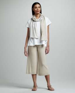 Easy Jersey Tee, Striped Scarf & Cropped Wide Leg Pants, Petite