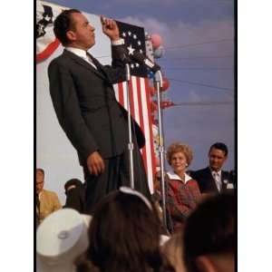  Candidate Richard Nixon on the Campaign Trail as His Wife Pat 