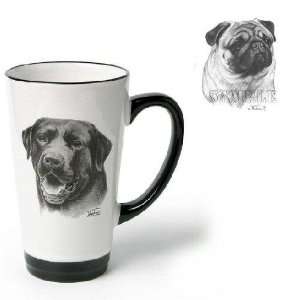  Porcelain Funnel Cup with Pug (6 inch, Black and white 