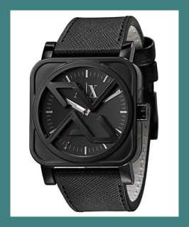 Reloj AX6003 de cuero negro de INTERCAMBIO de Armani de los nuevos 