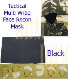   Tactical Multi Wrap Recon Face Mask Bandana Scarf Black 