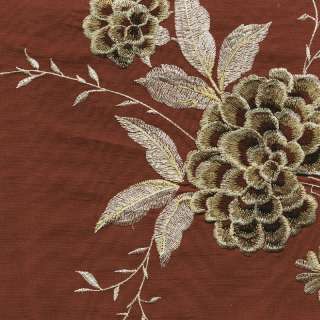 Floral Embroidered Faux Silk Curtain Panel 63   95 Inch  