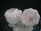 FAKE CUPCAKES   Cottage/Shabby Style Set of Two PALE Pink Roses   Food 