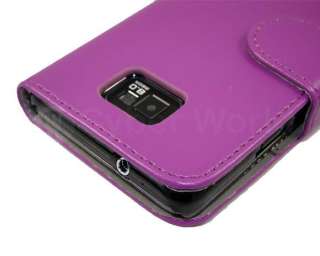 PURPLE Flip Book Wallet Case Cover Pouch Bag For Samsung Galaxy S2 