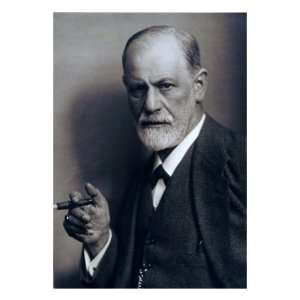 Sigmund Freud Smoking Cigar in a Classic Early 1920s Portrait 