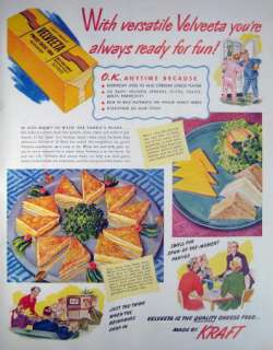 1950 KRAFT VELVEETA CHEESE FOOD vintage print ad  