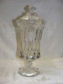 Vintage Coin Glass Fostoria Tall Footed Crystal Urn with Lid  