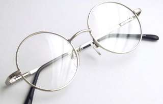 Size 42mm Round Spring Hinge Silver Eyeglass Frame Men  