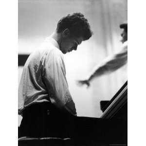 Van Cliburn, at Piano Rehearsing for Tchaikovsky Competition, Carnegie 