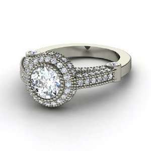  Vanessa Ring, Round Diamond 18K White Gold Ring Jewelry