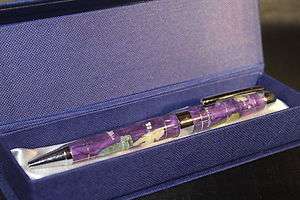 Genuine Gemstone Globe Authentic Handmade Pen     Purple 