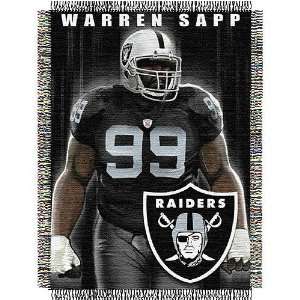 Warren Sapp #99 Oakland Raiders NFL Woven Tapestry Throw Blanket 