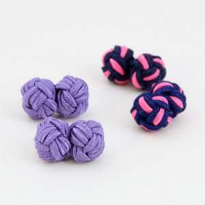 , dark blue pink silk knot cufflink for men with Gift Box Wholesale 