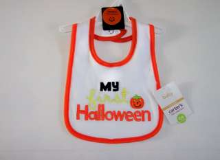 My First Halloween Holiday Pumpkin Unisex Baby Infant Bib Carters One 