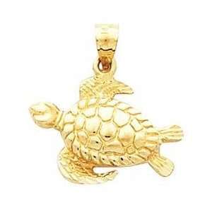 14K Yellow Gold Turtle Pendant Jewelry