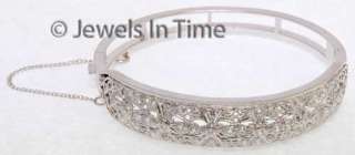 Ladies 14K White Gold Diamond Hinged Bangle Bracelet  