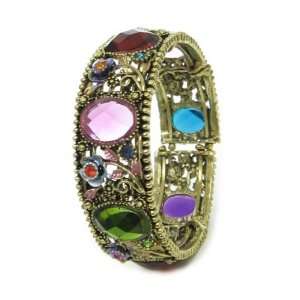     Multicolour enamel / Crystal Bangle   20mm   side opening Jewelry