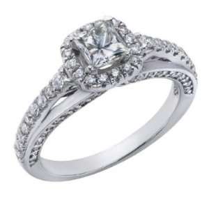   Diamond Engagement Ring Vintage Style 14K White Gold (1.21 Cttw, F