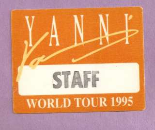 Original 1995 YANNI   World Tour Cloth Backstage Pass  