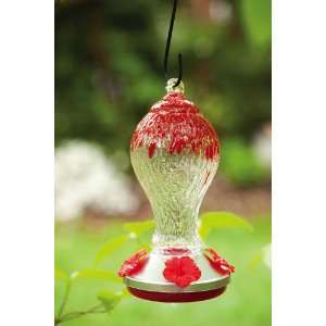  Red & Clear Glass Hummingbird Feeder Patio, Lawn & Garden