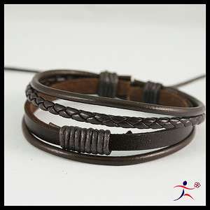 Mens Surfer Tribal MultiWrap Cuff Leather Bracelet(US Seller)  