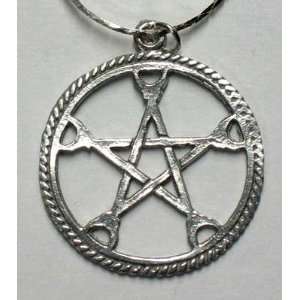  Pentacle with Crescent Moon Points Necklace: Everything Else