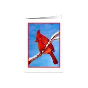 Friend  Happy Birthday Red Cardinal on Snowy Tree Branch 