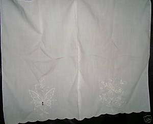 Cotton Embrd Tea Towel sz Linens x2 Butterfly Flower  