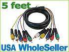 RGB YPbPr Component Male to Male Cable for HDTV DVD new 5 Feet 3 RCA