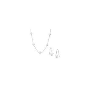   Pearl Station Necklace and Earring Set in Sterling Silver Honora 7.5