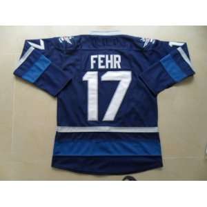  jets #17 fehr blue hockey jersey ice hockey jerseys sports 