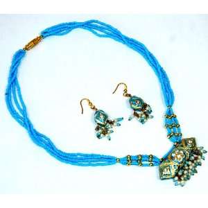 Indian Rajrang Handmade Blue Beads Imitation Bridal Wedding Fashion 