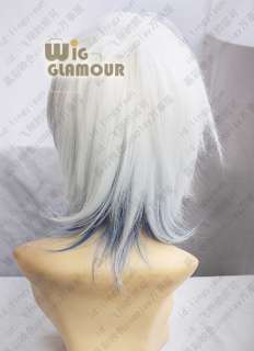 AMNESIA IKKI White and Blue Medium Anime Cosplay Hair Wig  