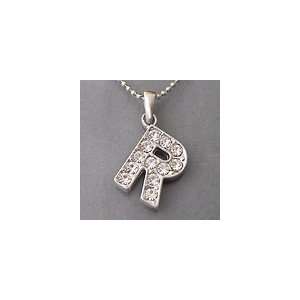  Crystal Initial Pendant Necklace in Pretty Organza Pouch 