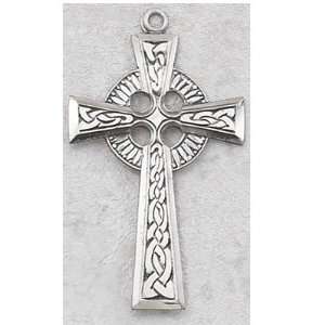 Irish Celtic Sterling Silver Cross w/ 24 Chain & Gift Box