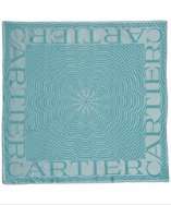 Cartier turquoise stripe flower and logo print silk square scarf style 