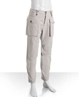 style #308229701 light grey cotton drawstring buttonfly cargo pants