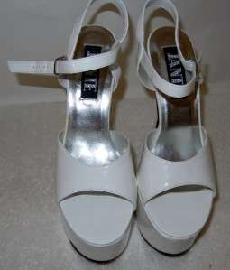   Platform Strappy Shoes Shinny White Patent Leather Sexy Dancer Size 9