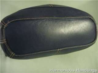   Navy BLUE Simply Stitched Leather Shoulder SATCHEL Tote Handbag Purse