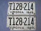 1949 Virginia License Plates Matched Pair high quality originals 