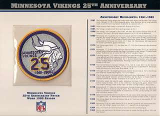 1985 MINNESOTA VIKINGS NFL FOOTBALL 25TH YEAR PATCH  